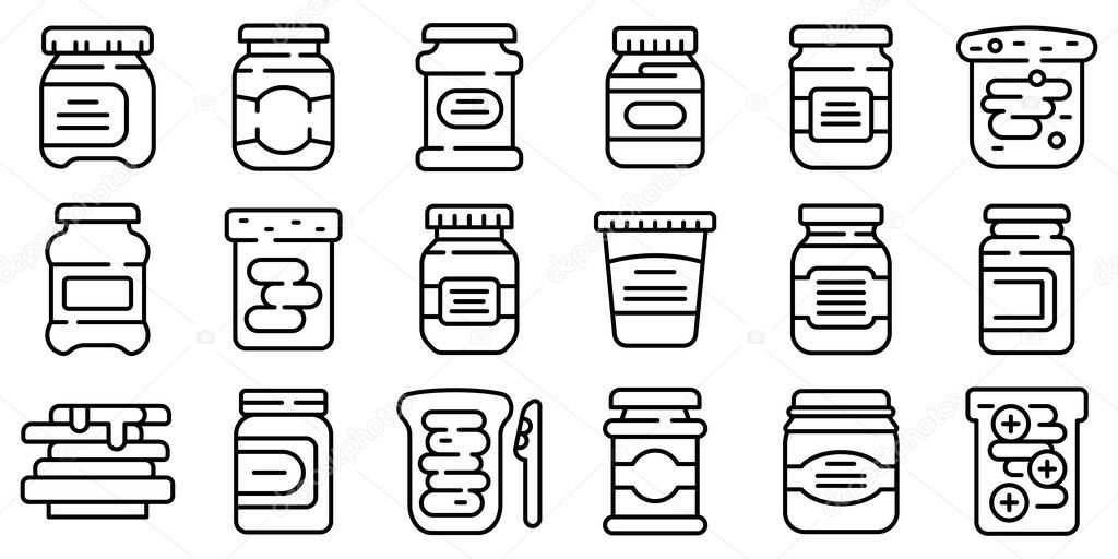 Chocolate paste icons set, outline style