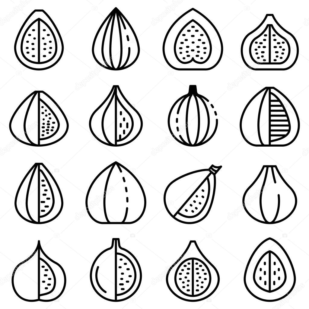 Figs icons set, outline style