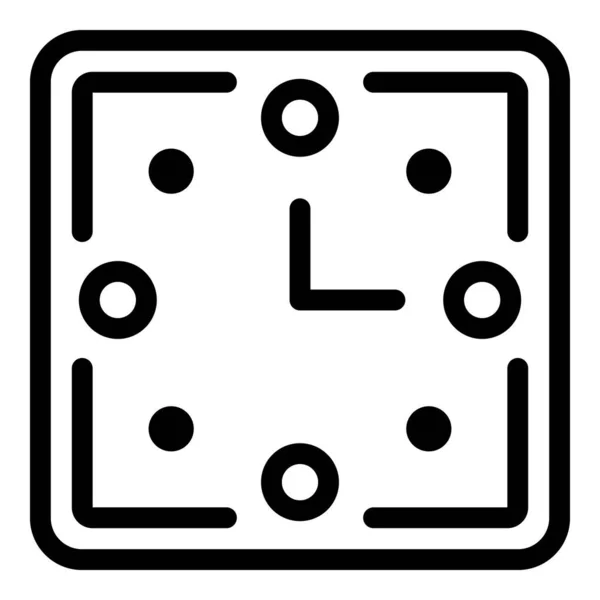Vierkante muur klok pictogram, omtrek stijl — Stockvector