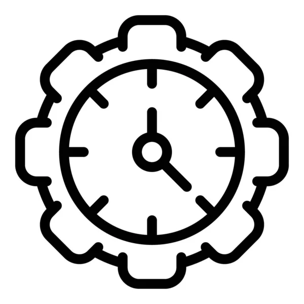 Gear wheel stopwatch icon, outline style — Stock Vector