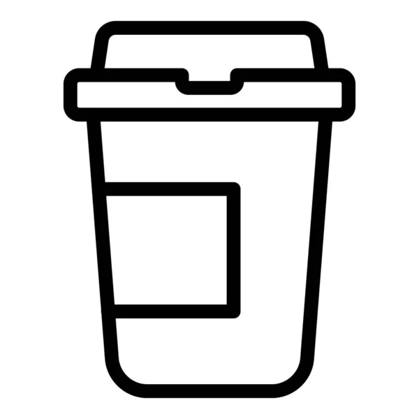Πλαστικό εικονίδιο κύπελλο καφέ, περίγραμμα στυλ — Διανυσματικό Αρχείο