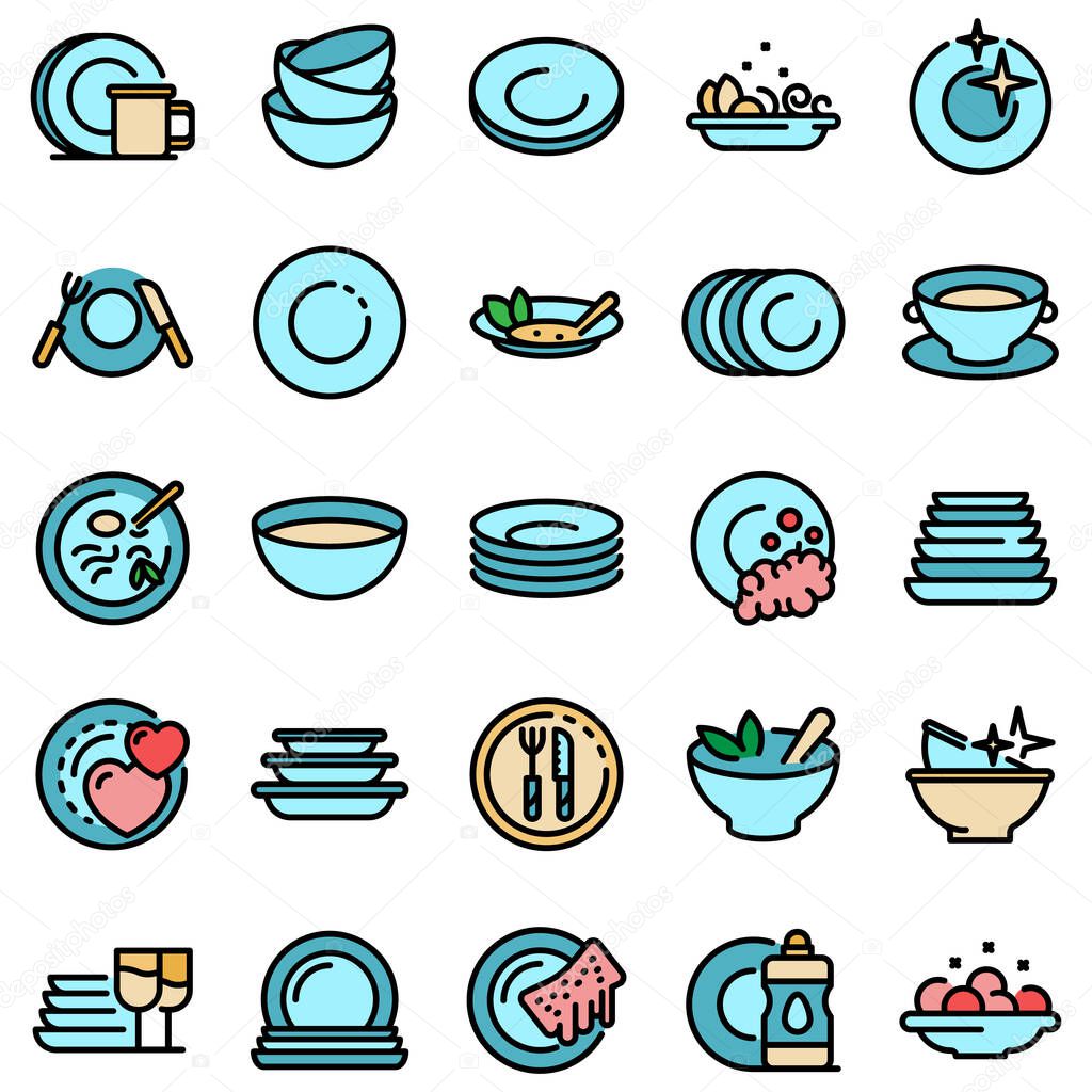 Plate icons set vector flat