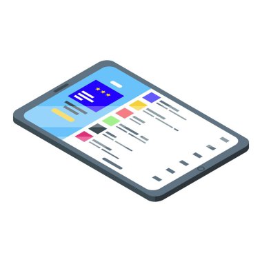 Tablet çalma listesi simgesi, izometrik biçim