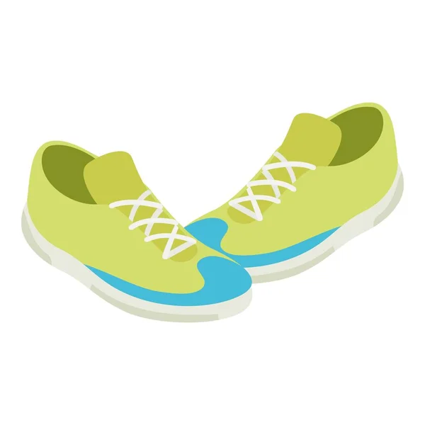 Icono de zapatillas verdes, estilo isométrico — Vector de stock