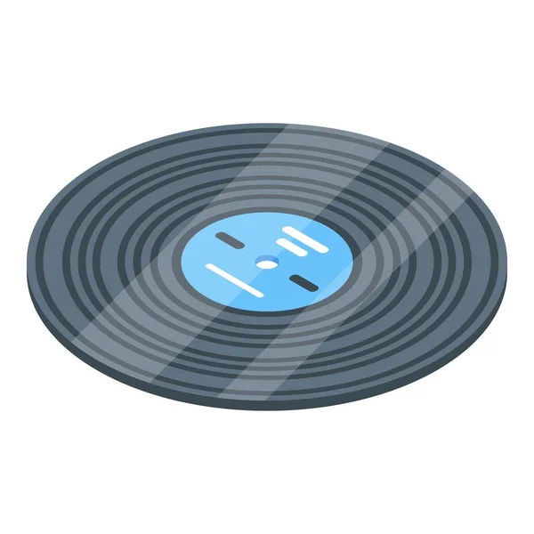 Icono de lista de reproducción de discos de vinilo, estilo isométrico — Vector de stock