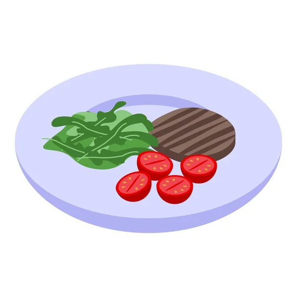 Arugula steak food icon, isometric style — Stock Vector