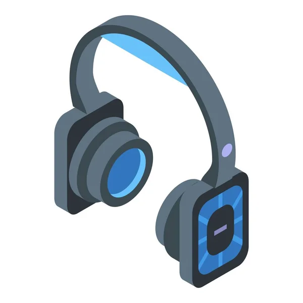 Icono de auriculares de escritorio, estilo isométrico — Vector de stock