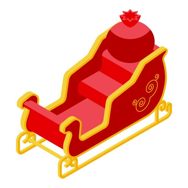 Santa delivery sleigh icon, isometric style