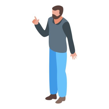 Fikir simgesi olan adam, izometrik biçim