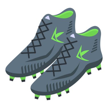 Futbol çizmeleri simgesi, izometrik biçim
