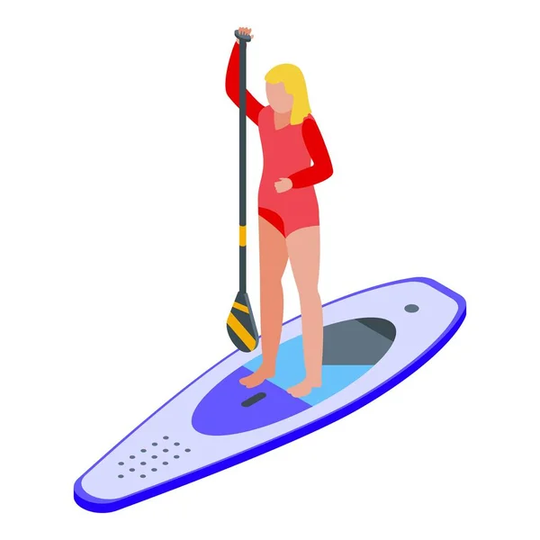 Sup Surf-Ikone, isometrischer Stil — Stockvektor