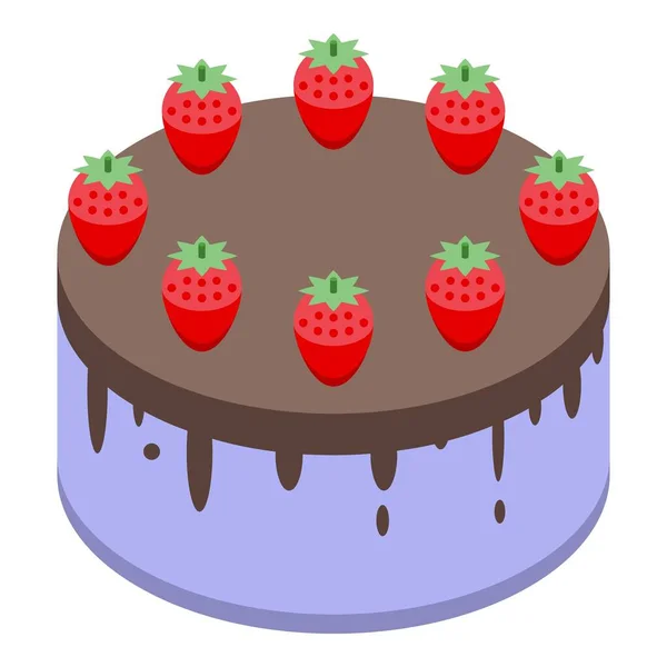 딸기 케이크 아이콘, 기하학적 인 스타일 — 스톡 벡터