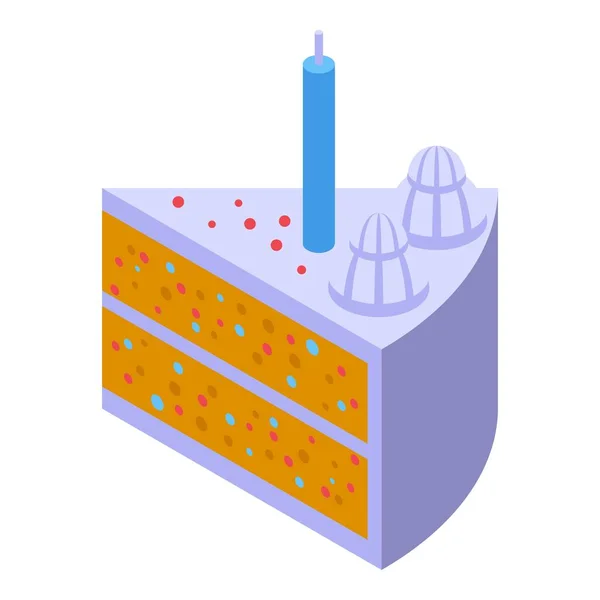Icône de tranche de gâteau sucré, style isométrique — Image vectorielle