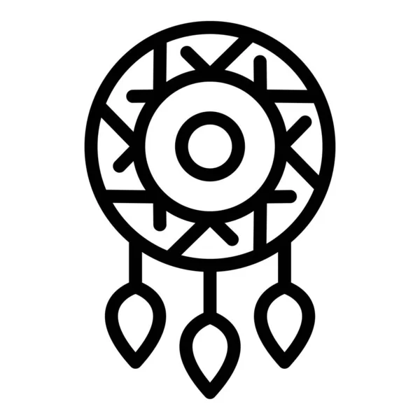 Drömfångare amulett ikon, kontur stil — Stock vektor