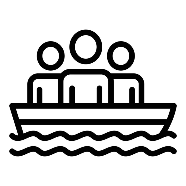 Pessoas no ícone barco de resgate, estilo esboço — Vetor de Stock