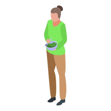 Hafta sonu sebze çorbası ikonu, izometrik stil.