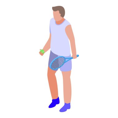 Hafta sonu tenis oynama ikonu, izometrik stil