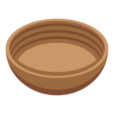 Ahşap kase simgesi, izometrik stil