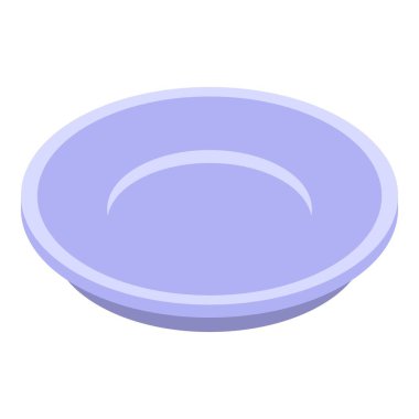 Yuvarlak seramik tabak simgesi, izometrik biçim