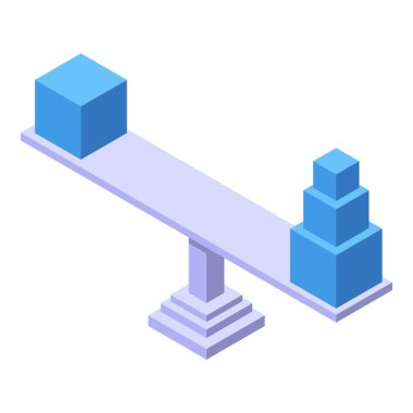 Oyuncaklar karşılaştırma simgesi, izometrik biçim