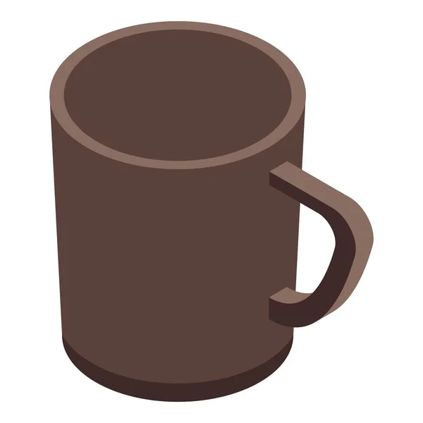 茶色のマグカップのアイコン、アイソメトリックスタイル — ストックベクタ