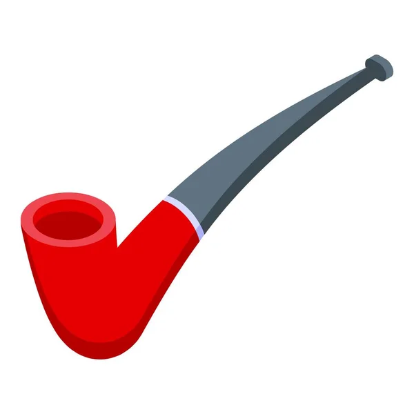 Red smoking pipe icon, isometric style — Stock Vector