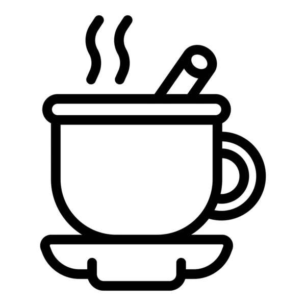 Hot tea cinnamon icon, outline style — Stock Vector