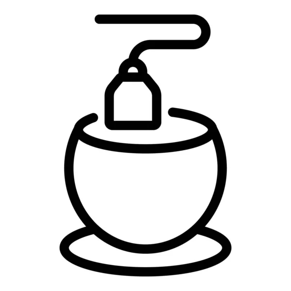 Icono de taza de bolsa de té, estilo de esquema — Archivo Imágenes Vectoriales