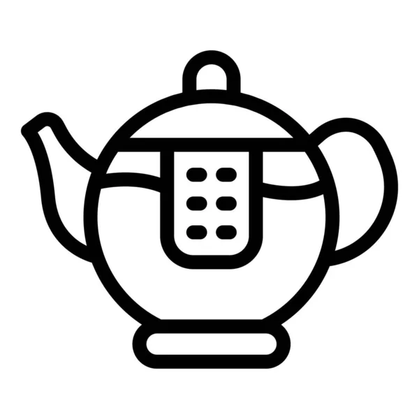 Ícone de panela de chá transparente, estilo esboço —  Vetores de Stock
