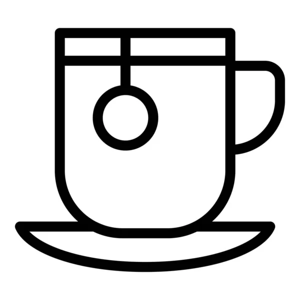 热茶杯图标,轮廓风格 — 图库矢量图片