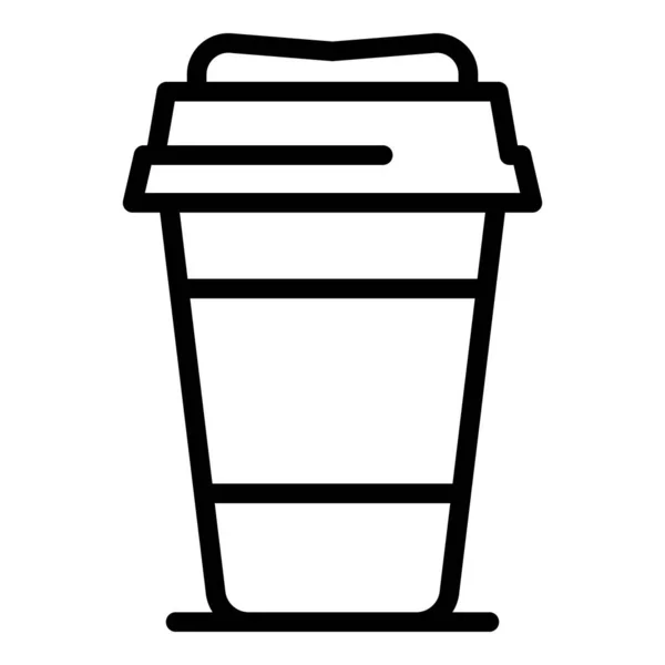 Hot coffee plastic cup icon, outline style — Stock Vector