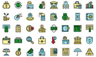 Banka simgeleri vektörü düzleştirin