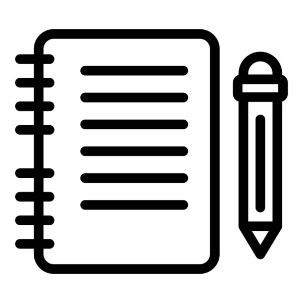 Cuaderno e icono de lápiz, estilo de esquema — Vector de stock