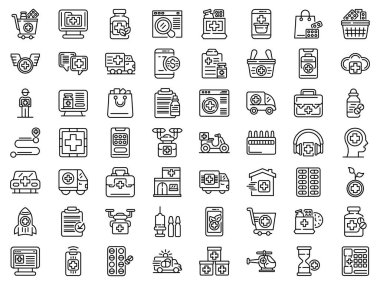 Uyuşturucu dağıtım simgeleri seti, özet biçimi