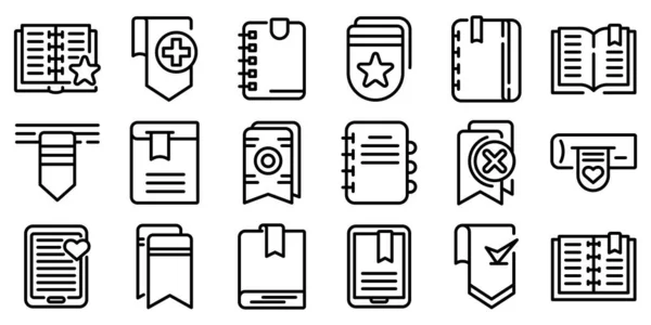 Bookmark icons set, outline style — Stock Vector