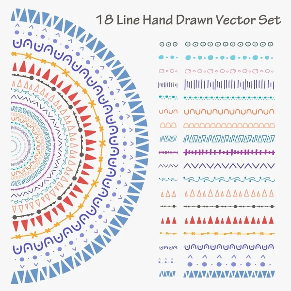 18 çizgi elle çizilmiş vektör kümesi. El yapımı vektör çizim.
