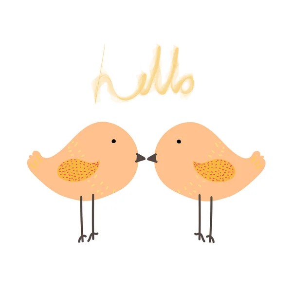 Cute Bird Say Hello Baby Animal Character Vector Illustration — Stock Vector