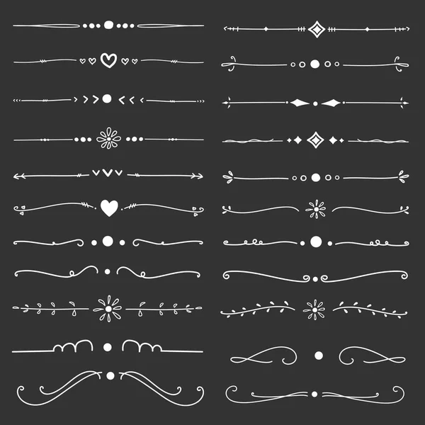 Set Decorative Calligraphic Elements Decoration Handmade Vector Illustration — Stock Vector