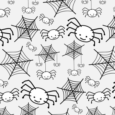 Beyaz örümcek desen. Komik Cute Karikatür Bebek karakter