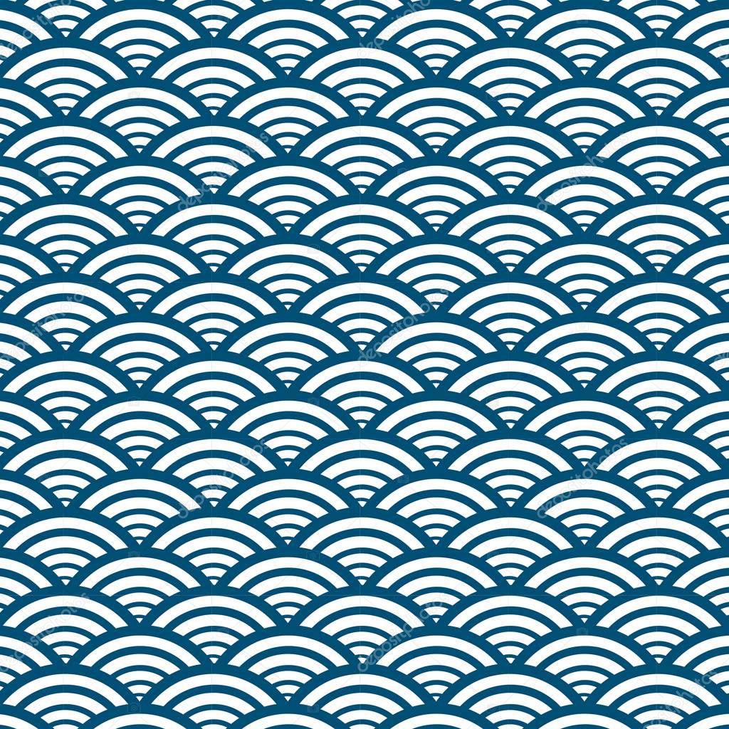 Blue Wave Pattern Background Japanese Style. Vector Illustration.