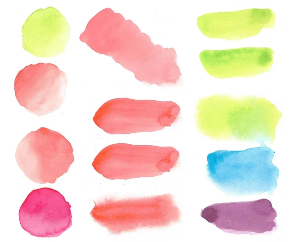 Set Watercolor Brush Strokes White Background — Stock Photo, Image