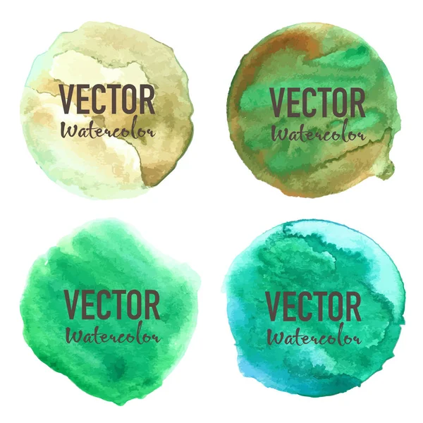 Aquarel Cirkel Ingesteld Witte Achtergrond Vectorillustratie — Stockvector