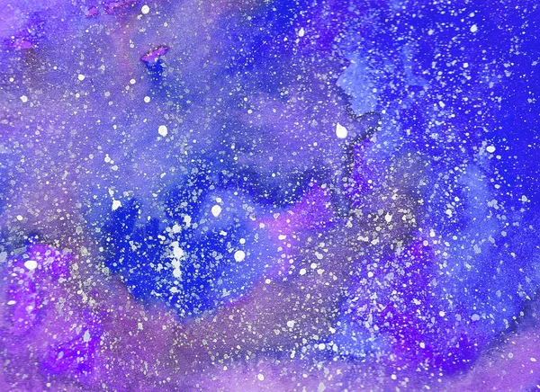 Abstract space watercolor background, Watercolor galaxy painting, Hand painted illustration.