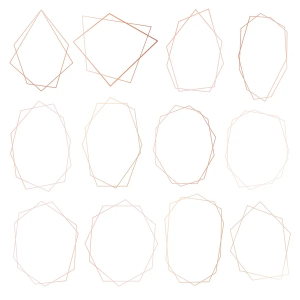 Ensemble Cadre Géométrique Rose Élément Décoratif Pour Carte Mariage Invitations — Image vectorielle
