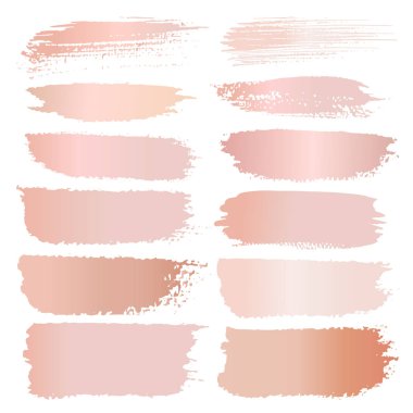 Fırça darbesi set, altın grunge fırça darbeleri pembe. Vektör çizim.