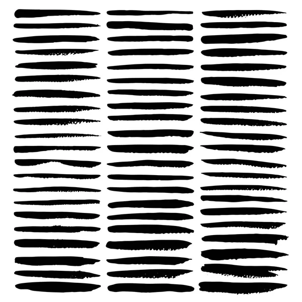 Set Brush Stroke Black Ink Grunge Brush Strokes Vector Illustration — Stock Vector