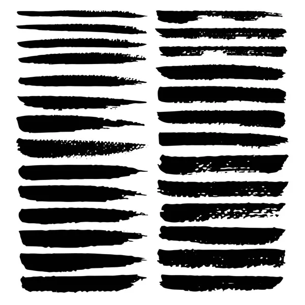 Fırça Darbesi Siyah Mürekkep Grunge Fırça Darbeleri Kümesi Vektör Çizim — Stok Vektör