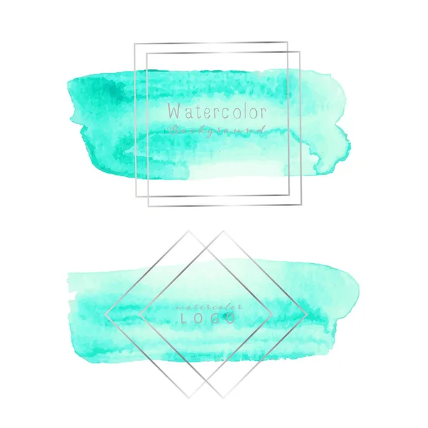Mint Aquarell Hintergrund Pastell Aquarell Logo Vektorillustration — Stockvektor