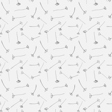 El çekilmiş botanik desen arka plan, çiçek dekoratif desenli, vektör çizim.