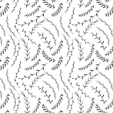 El çekilmiş botanik desen arka plan, çiçek dekoratif desenli, vektör çizim.